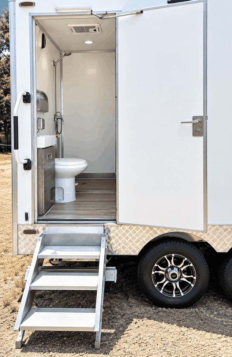 30 ft Luxury Shower-Restroom Combination Trailer (10 Stalls) from the supplied equipment photo folder