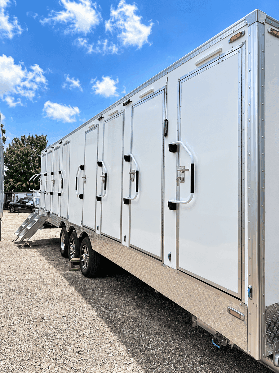 30 ft Luxury Shower-Restroom Combination Trailer (8 Stalls) from the supplied equipment photo folder