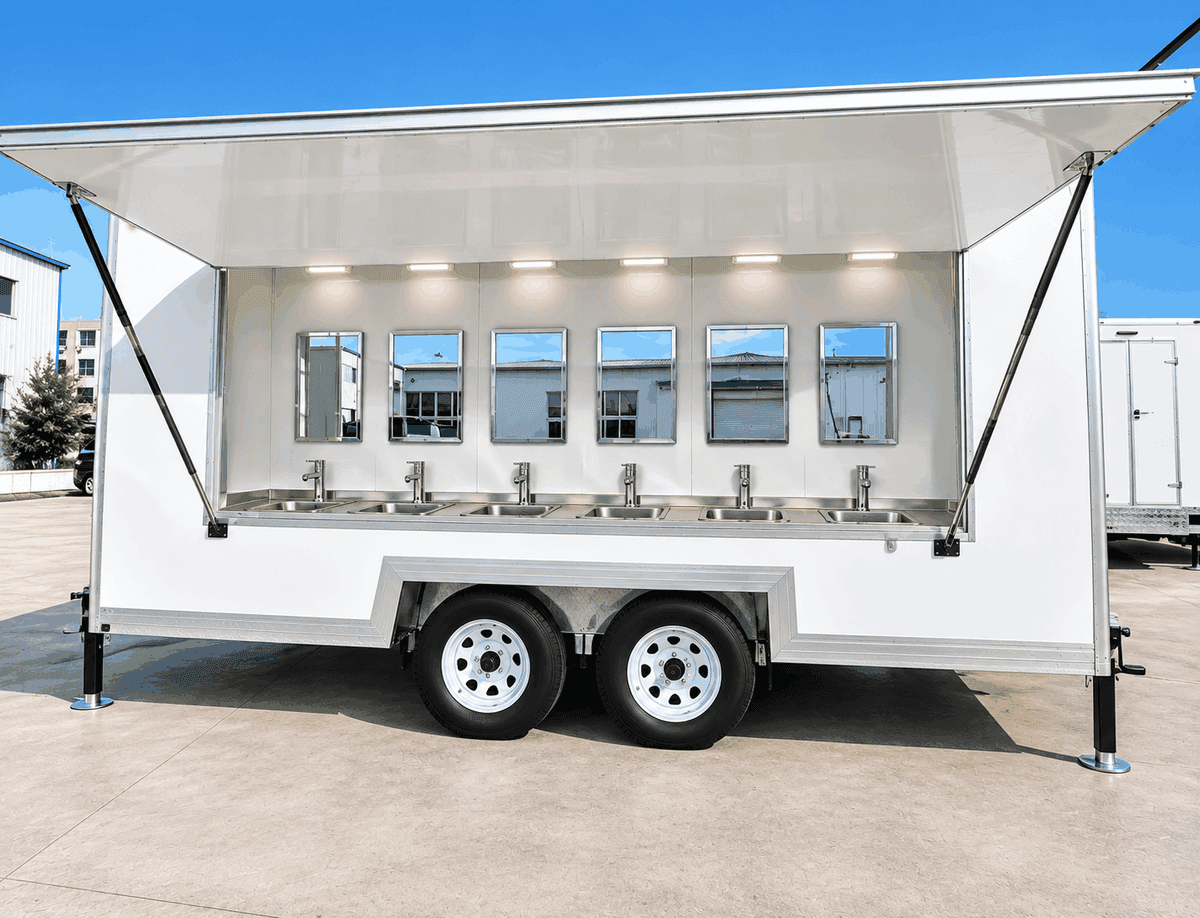 Mobile handwashing sink trailer for temporary site support